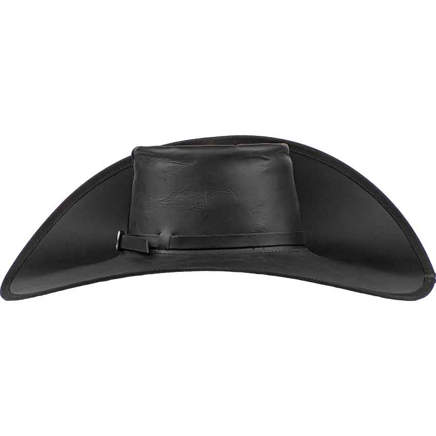 NauticalMart Period Clothing - Leather Cavalier Hat - Medium (Left Brim Up)  Black