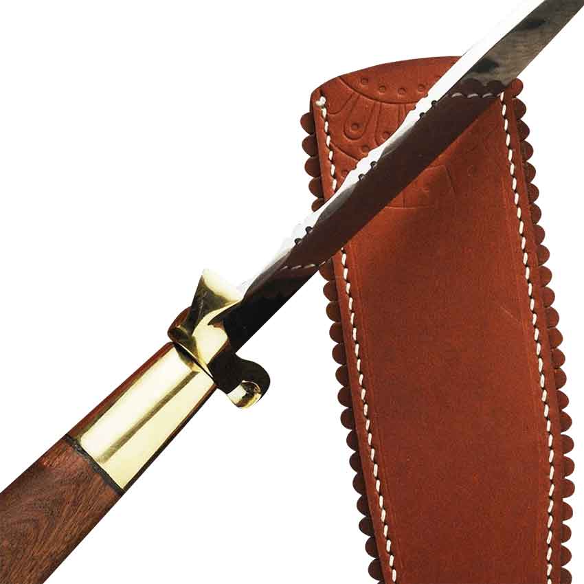 VINTAGE MEXICAN BOWIE KNIFE WITH LEATHER SHEATH