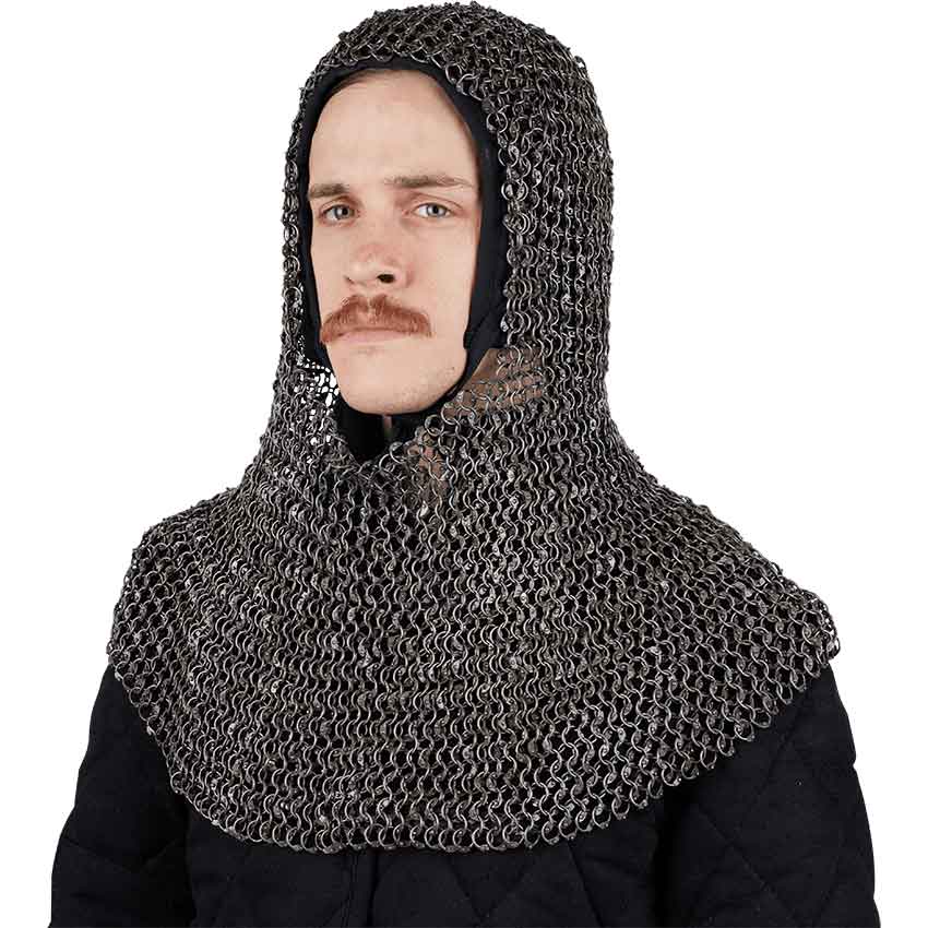 Round Ring Chainmail Coif - Dome Riveted