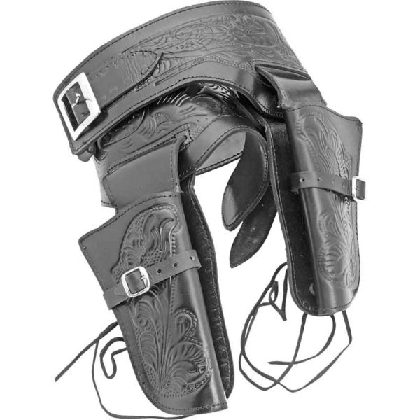 Double Tooled Black Leather Western Holster