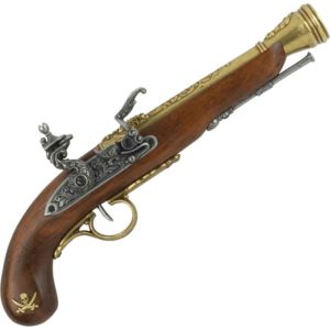 Left-Handed Brass Pirate Flintlock Pistol