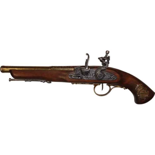 Left-Handed Brass Napoleonic Flintlock Pistol