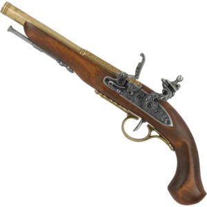 Left-Handed Brass English Flintlock Pistol