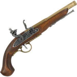 Left-Handed Brass English Flintlock Pistol