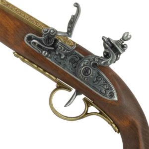 Left-Handed Brass English Flintlock Pistol