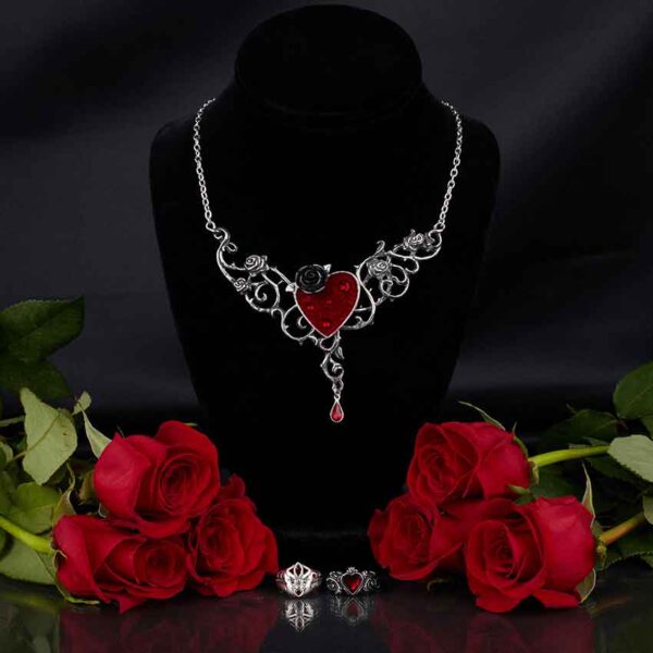 Blood Rose Heart Necklace