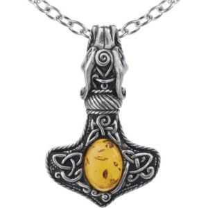 Amber Dragon Thorhammer Necklace