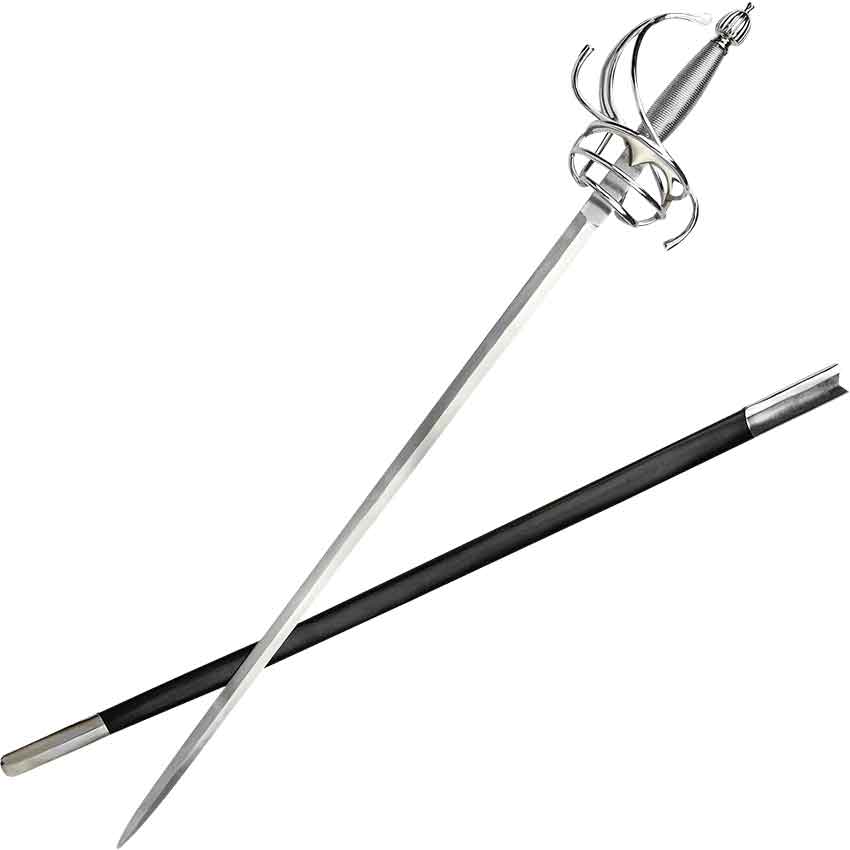 Spanish Cup-Hilt Rapier For LARP - 43.3 Inch Foam Sword With Detachable Hilt
