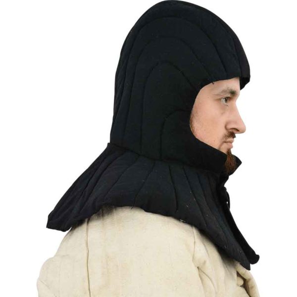 Black Padded Arming Hood with Collar