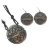 Antiqued Silver and Copper Round Celtic Knot Necklace and Earring Set