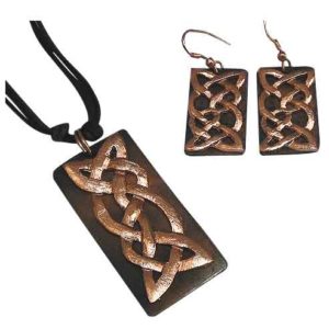 Antiqued Copper Celtic Knot Necklace and Earring Set