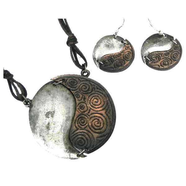 Silver and Copper Yin Yang Jewelry Set