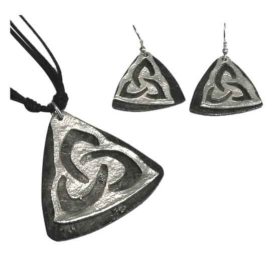 Silver Triquetra Jewelry Set