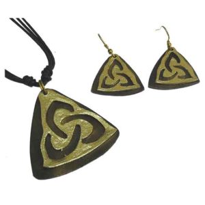 Brass Triquetra Jewelry Set