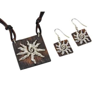 Silver and Copper Sun Jewelry Set