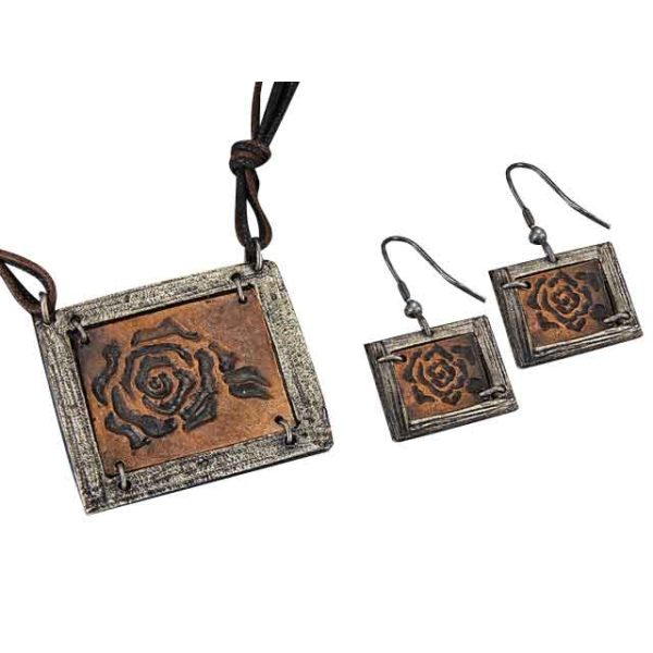 Silver and Copper Rose Jewelry Set