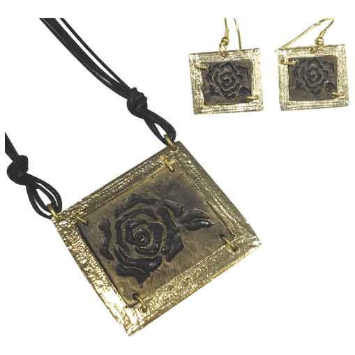 Brass Rose Jewelry Set
