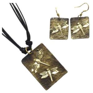 Brass Dragonfly Jewelry Set