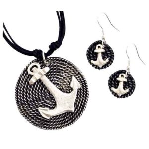Silver Anchor Jewelry Set