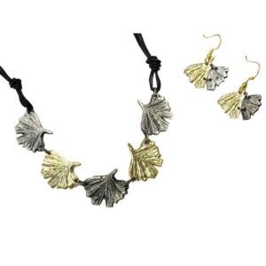 Brass Ginkgo Jewelry Set