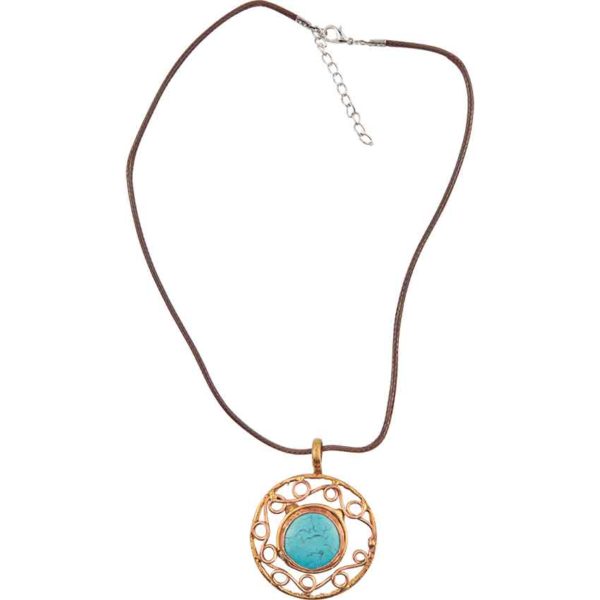 Scrollwork and Teal Stone Pendant