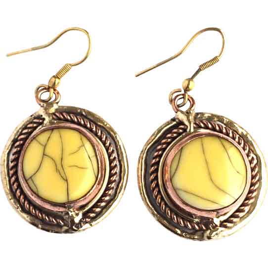 Yellow - Brass Metal Handcrafted Earrings 86