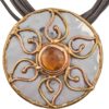 Brass and Copper Amber Flower Necklace