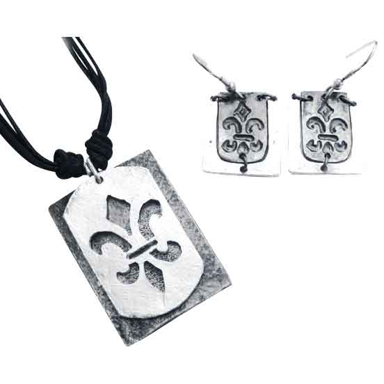 Silver Fleur de Lis Jewelry Set