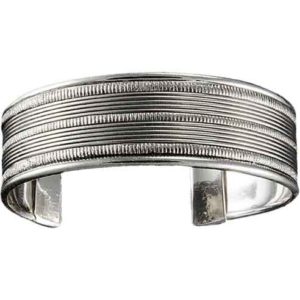 Antique Silver Lines Wide Cuff Bracelet