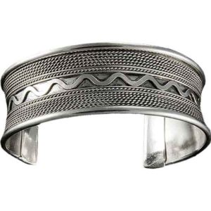 Antique Silver Wave Wide Cuff Bracelet