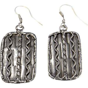 Antique Silver Plated Rectangle Earrings