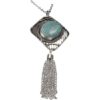 Turquoise Silver Tassel Necklace
