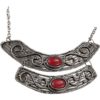 Red Coral Silver Curved Tier Necklace