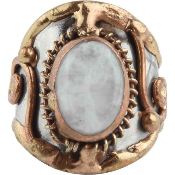 Mixed Metal Moonstone Cuff Ring