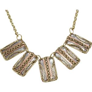 Mixed Metal Twisted Plate Necklace