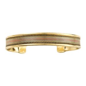Brass and Copper Lines Cuff Bracelet