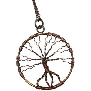 Antique Brass Wire Art Tree of Life Necklace