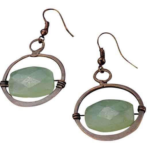 Green Aventurine Antique Brass Earrings