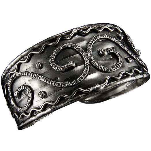 Textured Swirls Antique Silver Cuff Bracelet