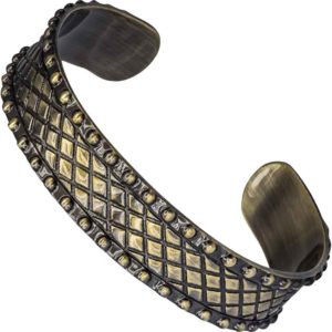 Antique Brass Grid Pattern Bangle