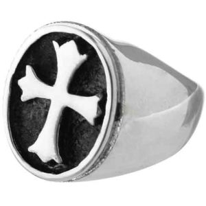 Stainless Steel Fleur de Lis Cross Ring