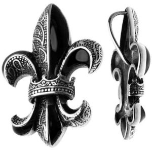 Black and White Fleur de Lis Pendant