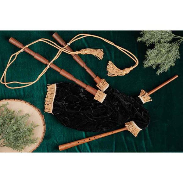 Medieval Rosewood Bagpipe with Black Velvet Cover