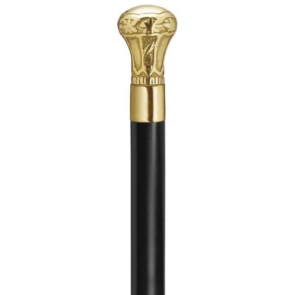 Black and Brass Knob Walking Stick