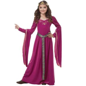 Girls Medieval Princess Magenta Costume