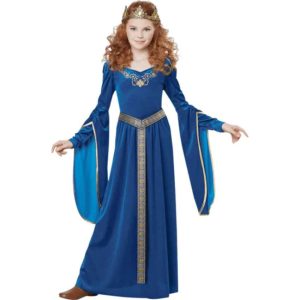 Girls Medieval Princess Royal Blue Costume