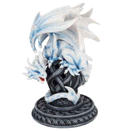 Coiled White Dragon Statue