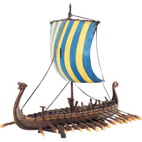 Yellow and Blue Viking Ship Replica