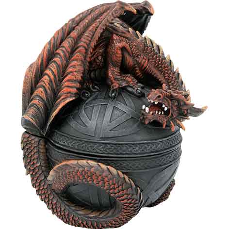Round Red Celtic Dragon Box