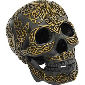 Golden Celtic Skull Statue
